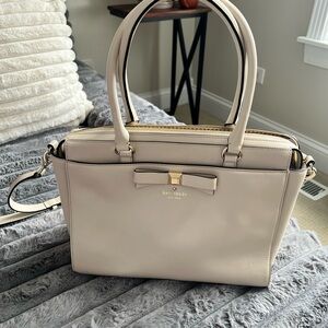 Kate Spade Beige Satchel with Bow Detail